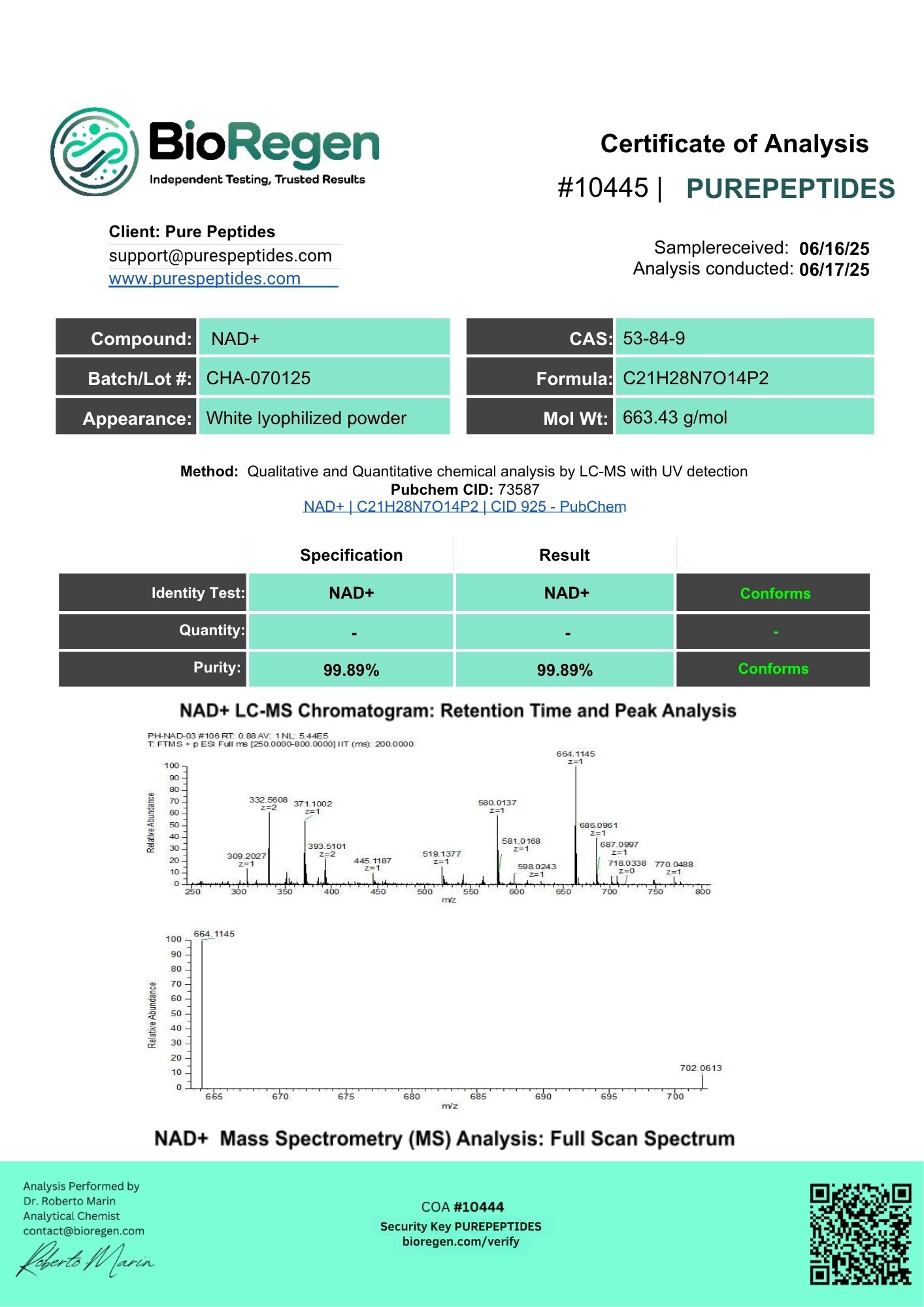 NAD+ Pure Peptide NAD+ Peptide