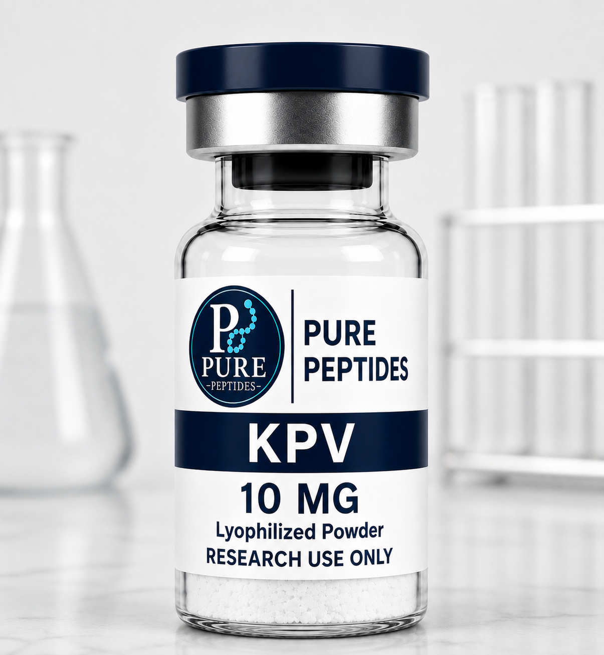 KPV 10mg lyophilized research peptide vial by Pure Peptides KPV 10mg Research Peptide | Pure Peptides