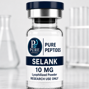 Selank 10mg lyophilized research peptide vial by Pure Peptides